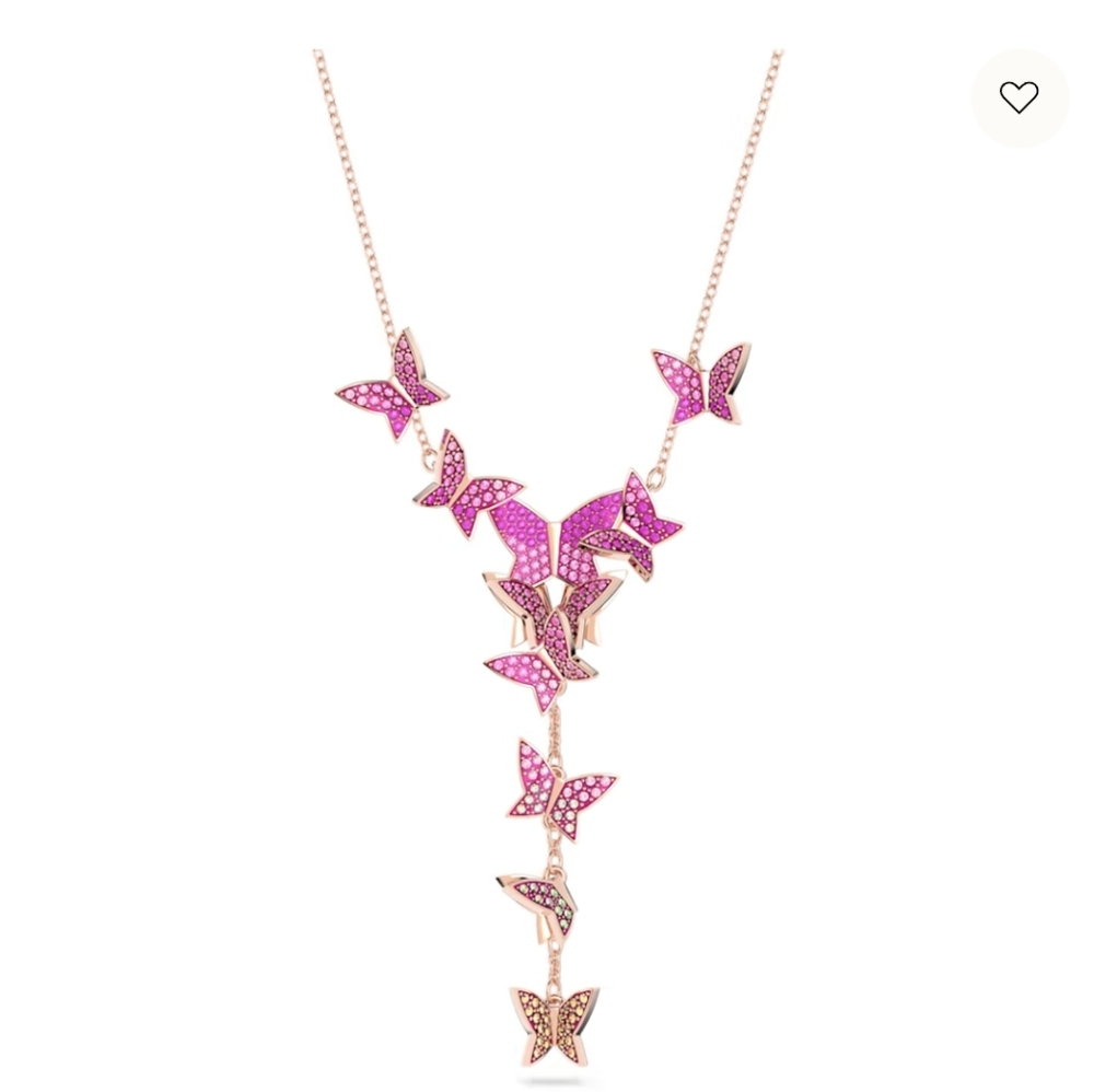 Lilia Y necklaceButterfly, Pink, Rose gold-tone plated